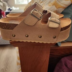 Platform Slide Buckle Sandals